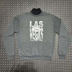 American Apparel Las Vegas Turtleneck Sweatshirt Graphic Print Gray Mens Large