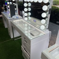 Makeup Vanity and LED Mirror with Bluetooth Speaker 