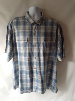 Tommy Bahama men's blue/gray plaid short-sleeve button-down shirt size 2XL