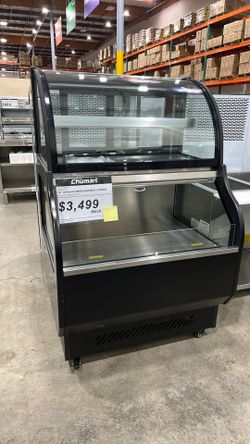 Polarman PLM-R410L 39" Curved Glass Refrigerated Air Curtain Merchandiser with LED Lighting and Night Curtain
