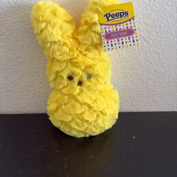 PEEPS PLUSH Easter Bunny Rabbit 8.5" Stuffed Animal FURRY YELLOW by Dan Dee NEW