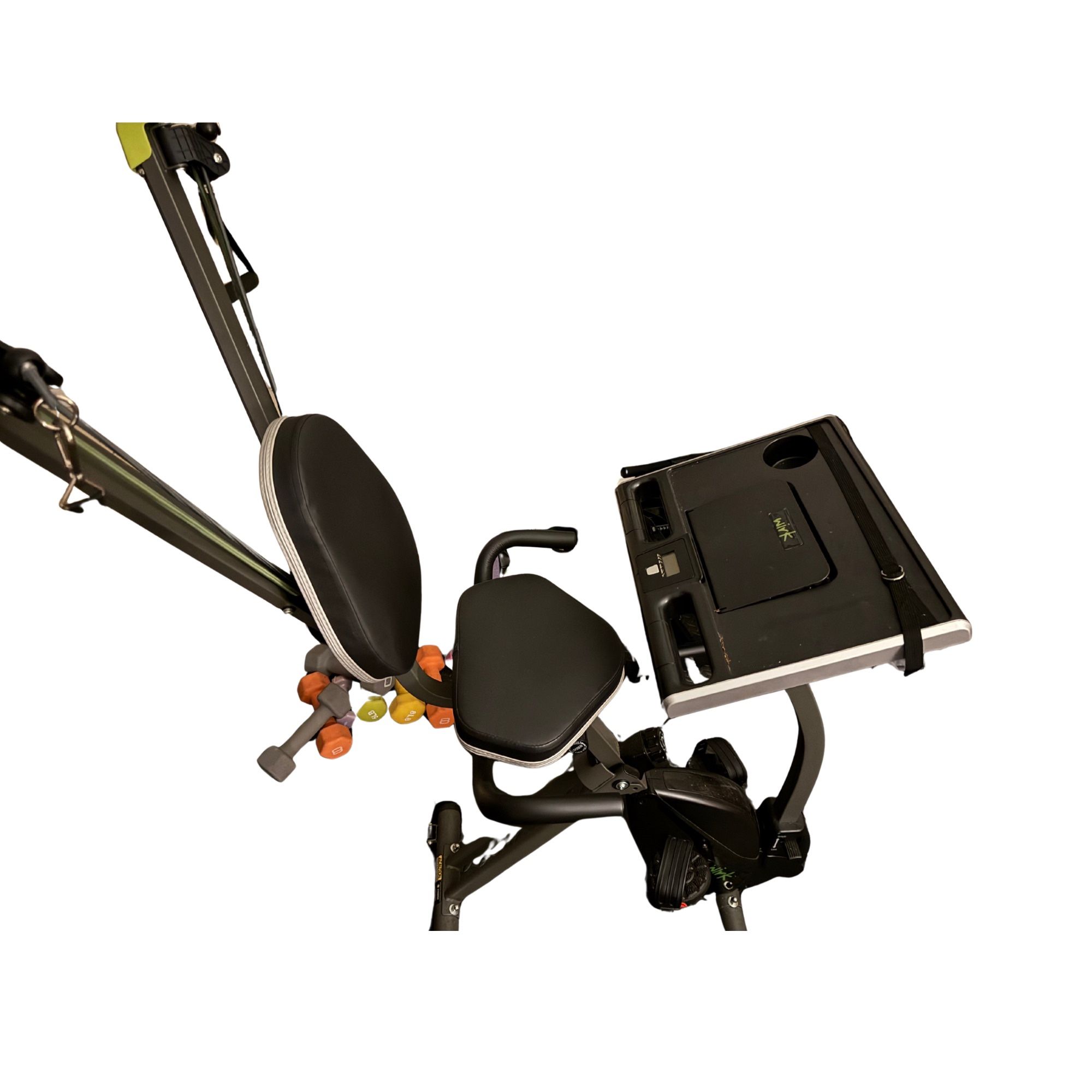 Upright Bike With Work Desk And Resistance Bands