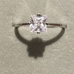Princess Cut Silver Ring S925 Size 7 & 8