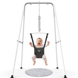 G TALECO GEAR Baby Jumper with Stand, Portable Baby Bouncers and Jumpers with Floor Mat, Jumper for Baby Boys/Girls 6-24 Months, Black(J32)