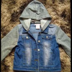 Girls Size 10 Cropped Jean Jacket Hoodie