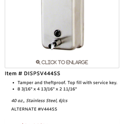 *New in box* Continental Vertical All-Purpose Dispenser -40 oz, Stainless