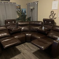 Leather Sectional With 2 Recliners