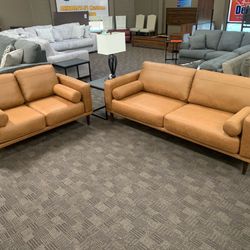 Modern Camel Sofa And Love Seat 