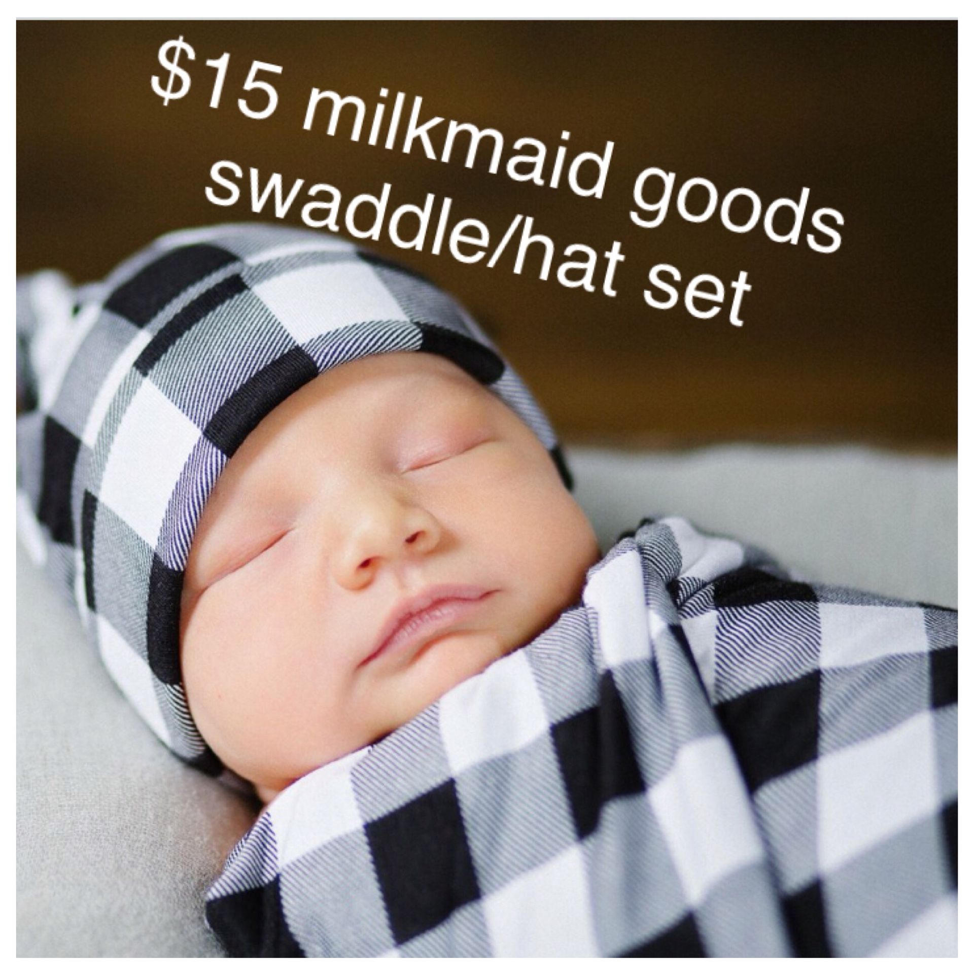 Buffalo Plaid Milkmaid Goods Swaddle and Hat Set