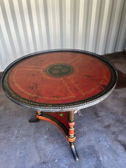 Table Round Red and Gold Decorative Accent Table