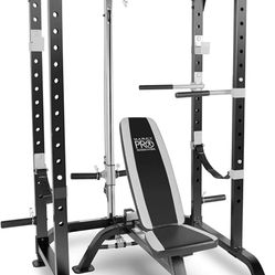 Pro Full Cage Weight Bench Home Gym Total Body Workout System