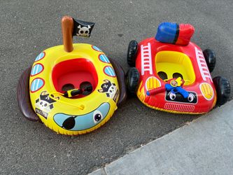 Kids Pool Floats for Toddlers - Pirate Ship and Fire Truck w/ water cannons