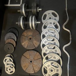 Weight Set With Dumbbells And Barbell