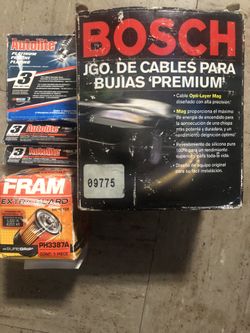 BOSCH PREMIUM WIRE SET#09775. FRAM EXTRA GUARD-PH3387A- AUTOLITE PLATINUM SPARKPLUGS