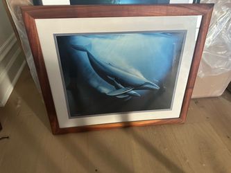 Wyland Teak Framed Whale Print