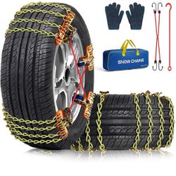 Snow Chains 8 Pack for Car Tire Width 195-265mm(7.7-10.4 inch)