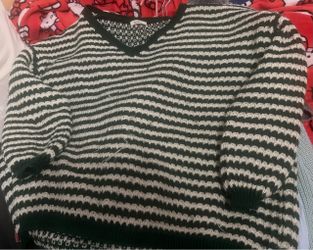 Women’s Mint Choco Striped Long-sleeve Sweater Size Large