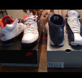 Jordans: Fire red 5, flint 13 both size 8