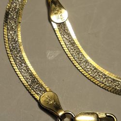 .925 Sterling Silver Vintage Herringbone Reversible Bracelet 5mm 
