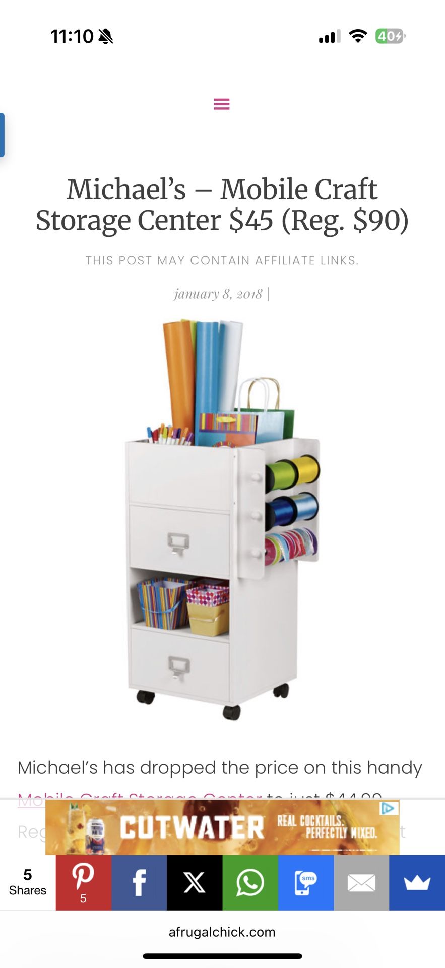 Brand New Mobile Craft Storage Center – Never Used