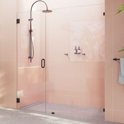 Glass Warehouse GW-WH-70.5-MB Illume 70.5 in. x 78 in. Wall Hinged Fully Frameless Glass Shower Enclosure Matte Black

