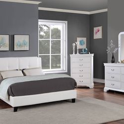 Brand New Bed Frame (White Faux Leather)