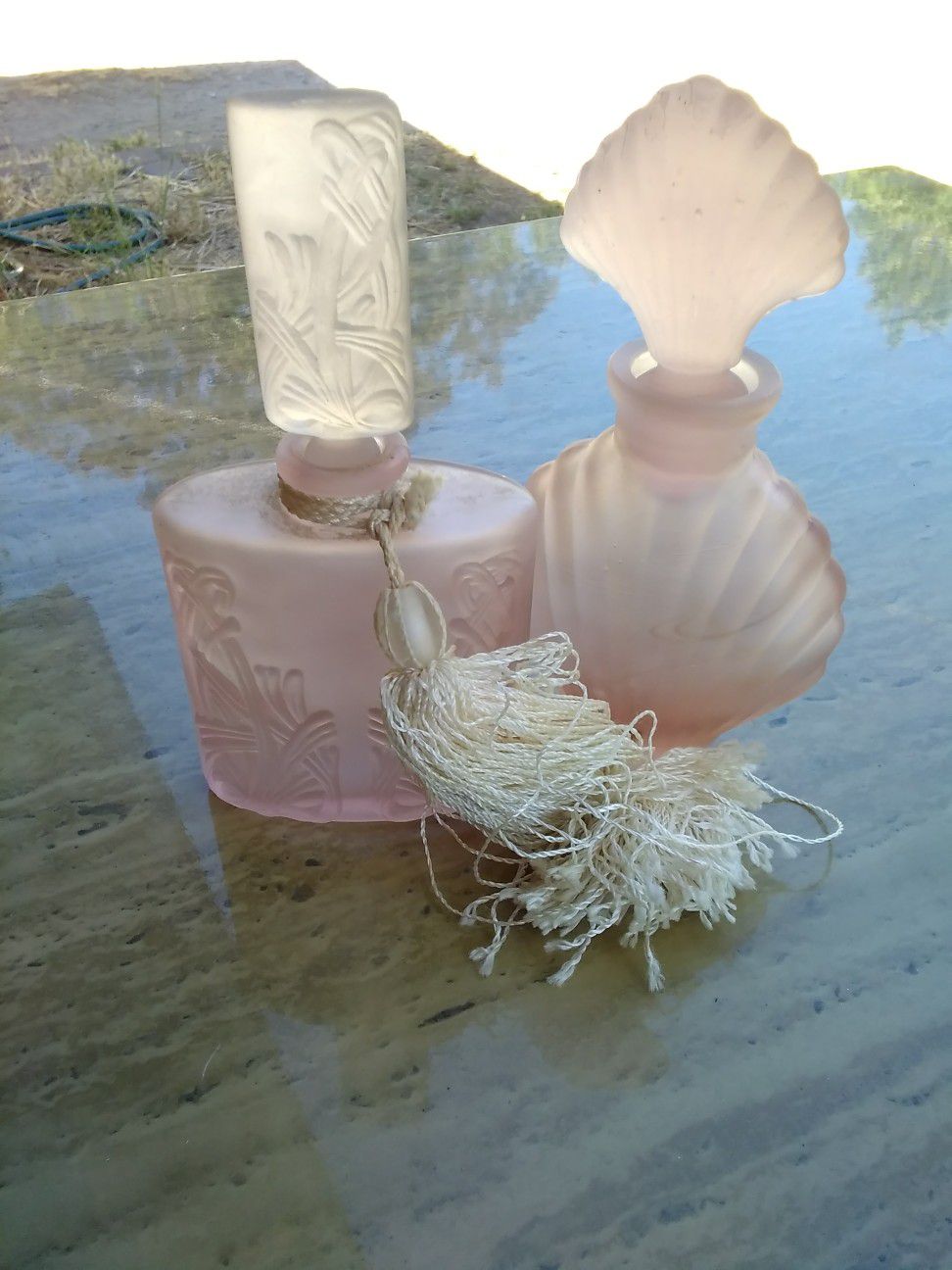 Frosted Pink Glass Antique Perfume (Bottle Set 2)