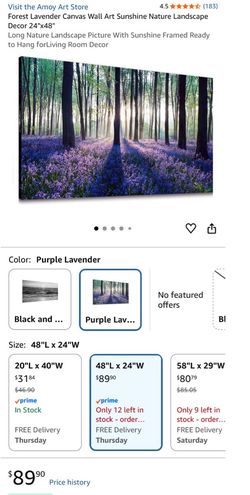 Lavender canvas wall art
