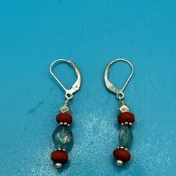 Sterling Silver Drop Dangle Beaded Earrings 1 7/8” Long Weighs 2.15 Grams Great Condition 