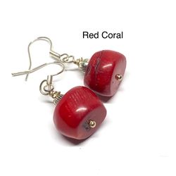 Red Genuine Coral Handmade Earrings