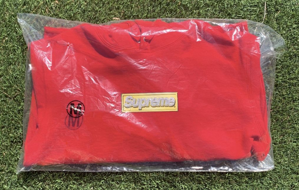 Supreme Bandana Box Logo Hooded Sweatshirt Red Size Large