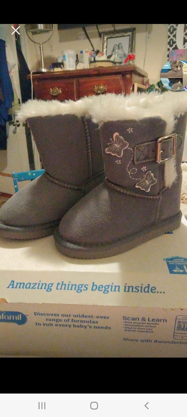 New Little Ones Grey Snow Boots