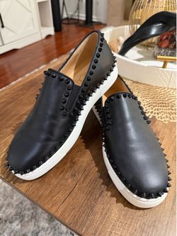 Christian Louboutin Roller Boat Spiked Leather Slip-On Sneakers
