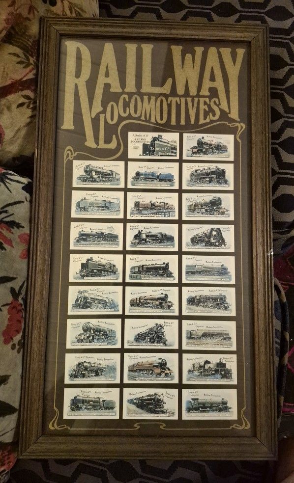 Railway Locomotives taddy & co cigarettes cards in promotion frame