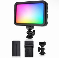 RGB LED Video Light Panel Kit Dimmable Camera Light w/ Battery & Charger CRI95+