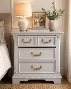 Refinished Vintage Nightstand / End Table – Elegant French Country Style