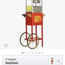 Funtime Sideshow Popper 8-Ounce Hot Oil Popcorn Machine with Cart, Red/Gold