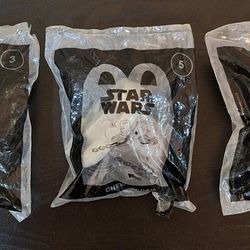 SEALED 2021 MCDONALD’S STAR WARS HAPPY MEAL TOY LOT - YODA, CHEWBACCA, REY