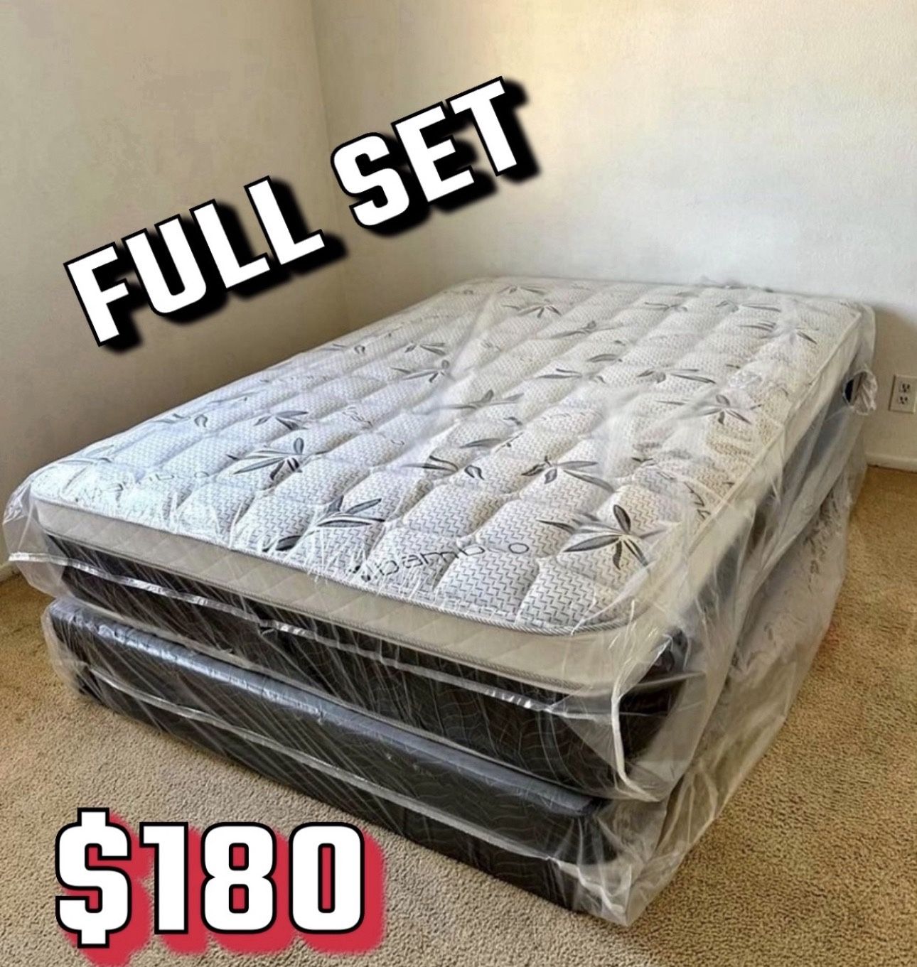 Full Size Pillow Top Mattress With Box Spring Included