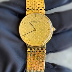 Vintage AP Audemars Piguet 52520  Genève Ultra Thin 1970 “Honeycomb” 18k Yellow Gold Automatic Dress 33mm Watch full set