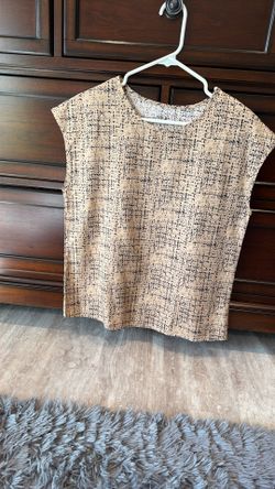 New Brown With Black Going Through It. It’s A Summer Shirt Short Sleeves As You Can See.