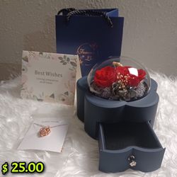 Preserved Roses In Jewelry Box Gift Set