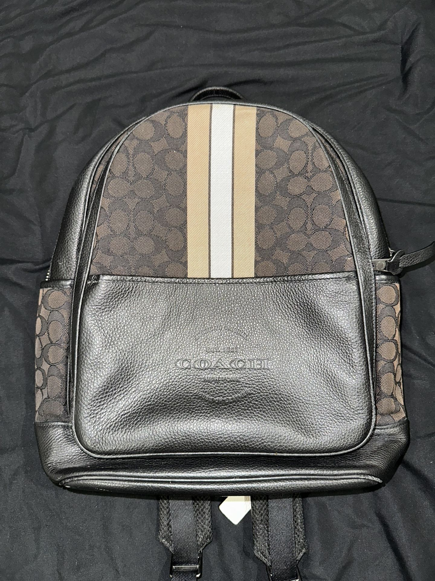 Coach Signature Stripe Backpack