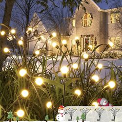 8LED Solar Powered Firefly Lights,Outdoor Waterproof,Starburst Swaying Solar Lights, Garden Lights for Path Landscape Outdoor Decorative Lights White 
