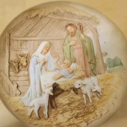 Vintage Homco Embossed Christmas Nativity Decorative Porcelain Plate 7.5"
