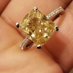 Gorgeous Women's 3.0 CT Emerald cut Citrine Cocktail party Ring Size 10