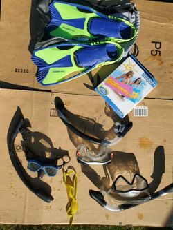 LOT Of Scuba Snorkel Swimming Gear Inflatable Fins Swim Dive