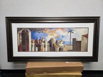 Framed Mediterranean Village Art Print