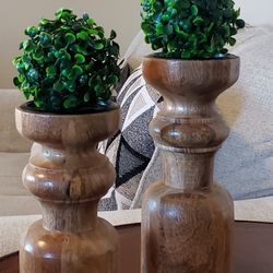 Wooden Candle Holder Set