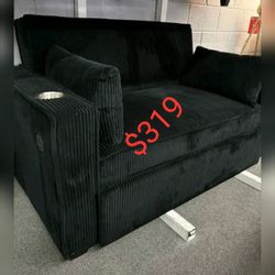 Black Corduroy Loveseat Pull Out Sofa Bed  // Limited Time Offer 